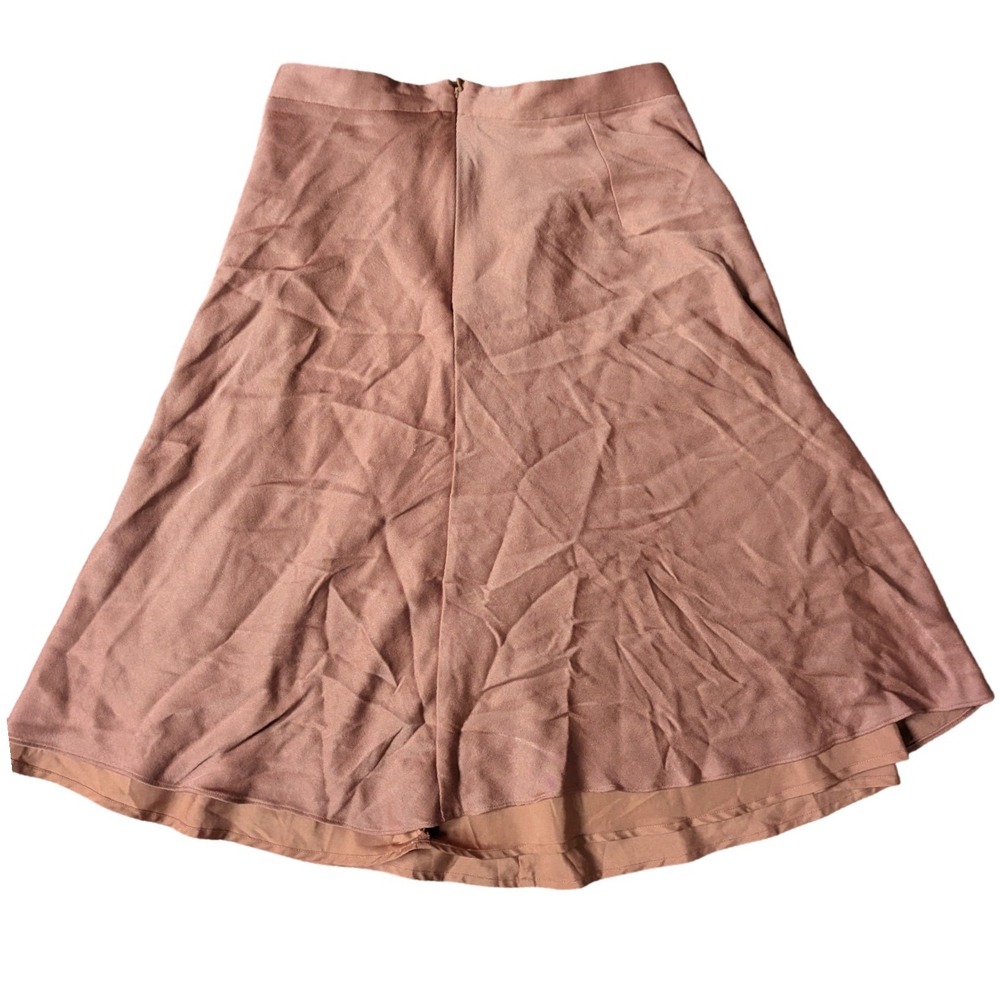 ANN TAYLOR A Line Midi Skirt Blush Rose Satin Y2K 90's Office Siren Women's Sz 0 - Picture 3 of 5